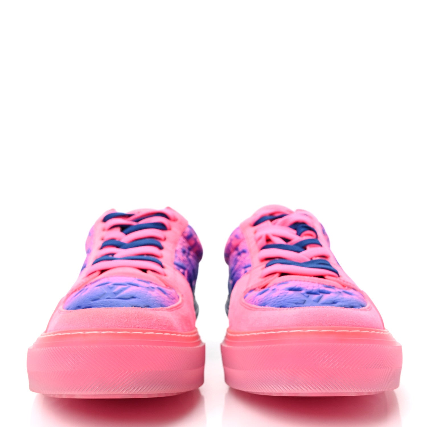 Louis Vuitton Grained Calfskin Embossed Monogram Tie Dye Mens LV Ollie Richelieu Sneakers 8 Pink 2 of 9