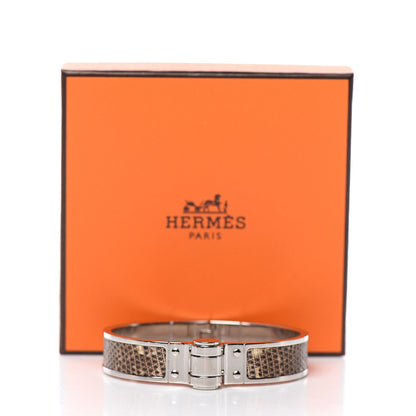 Hermes Lizard Charniere Cuir Narrow Hinged Bracelet S Ombre 6 of 6