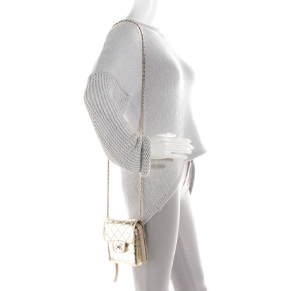 Chanel Metallic Calfskin Mini Flap Wallet On Chain WOC Gold 2 of 8