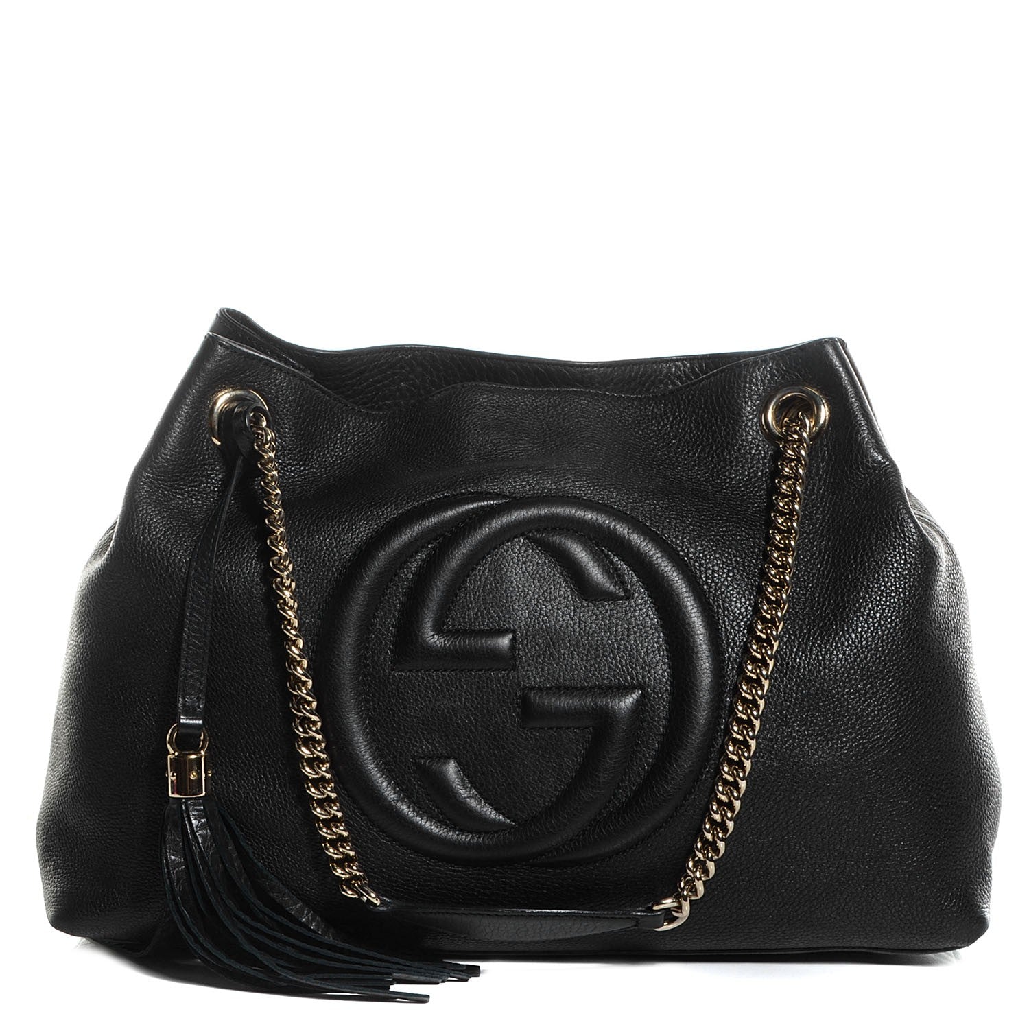 Gucci Pebbled Calfskin Medium Soho Chain Shoulder Bag Black 1 of 7