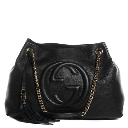 Gucci Pebbled Calfskin Medium Soho Chain Shoulder Bag Black 1 of 7