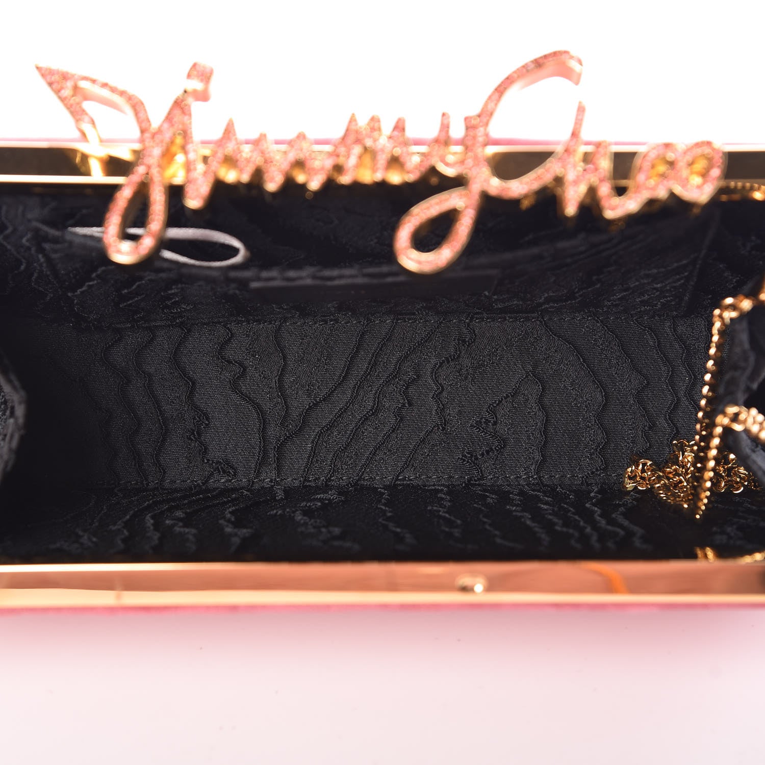Jimmy Choo Suede Celeste Logo Clutch Pink Gold 7 of 13