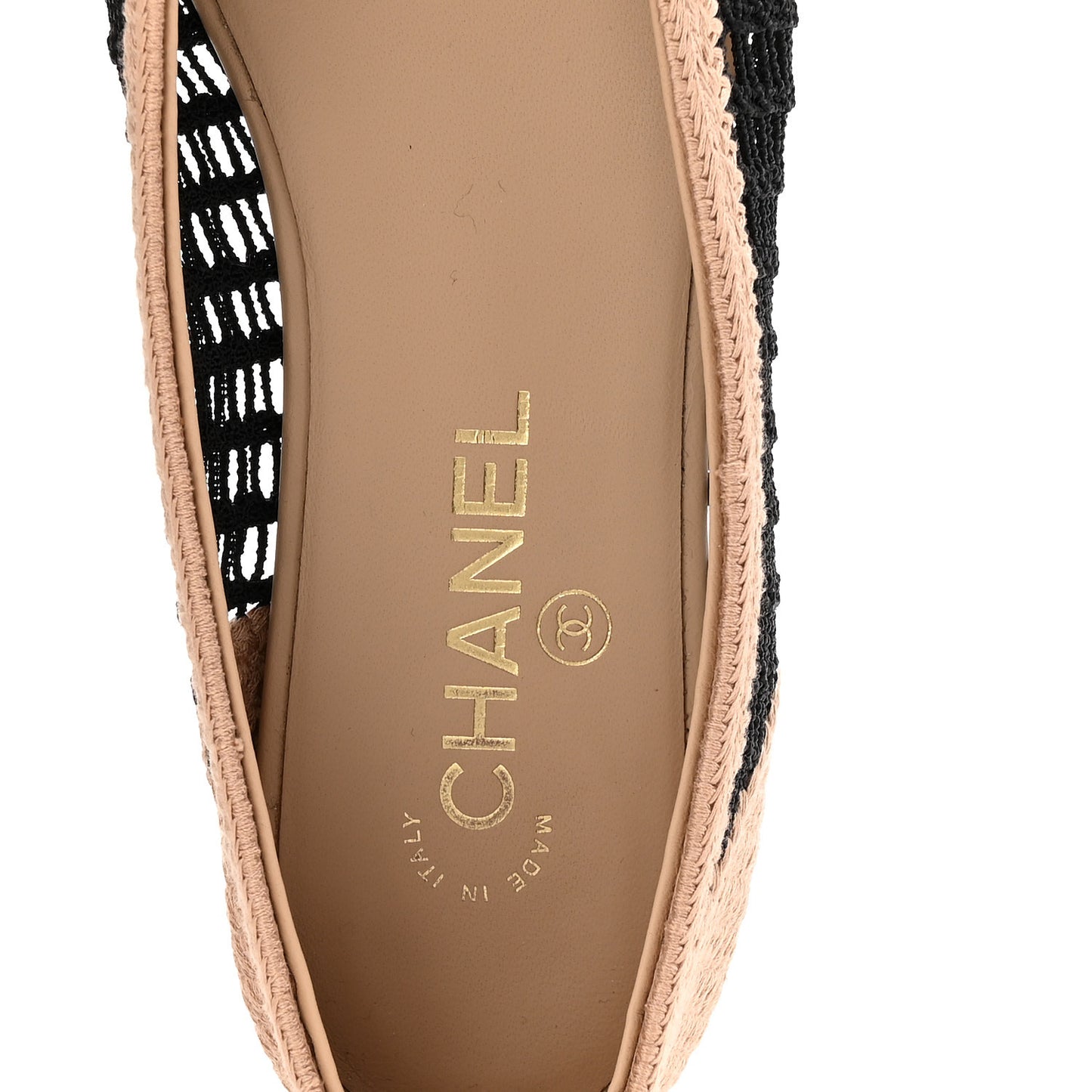 Raffia Cap Toe Ballerina Flats 40 Black Beige