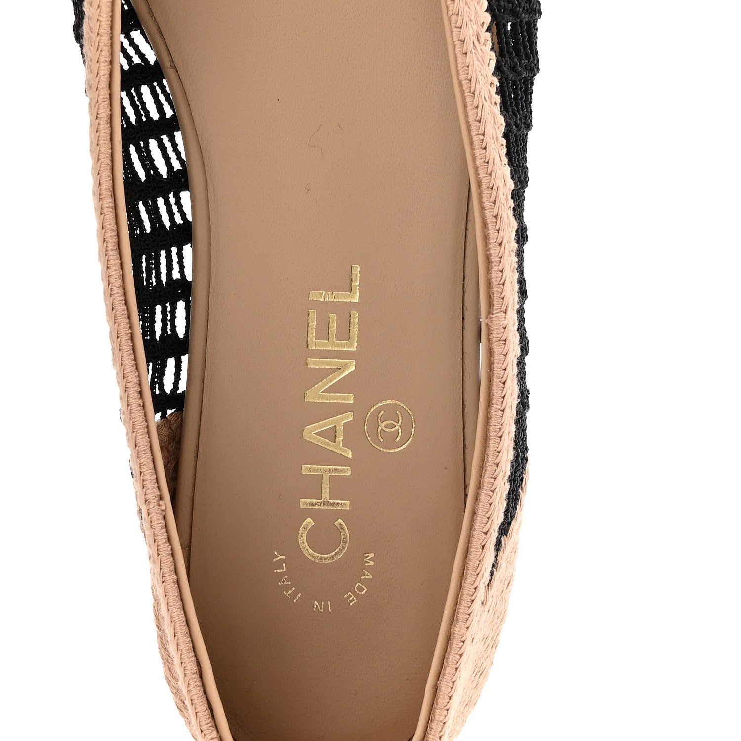 Chanel Raffia Cap Toe Ballerina Flats 40 Black Beige 8 of 9