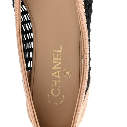 Chanel Raffia Cap Toe Ballerina Flats 40 Black Beige 8 of 9