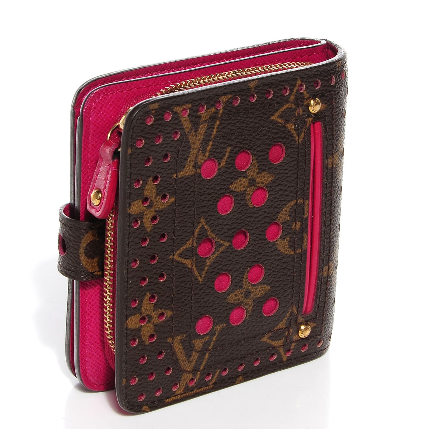 Monogram Perforated Compact Zipped Wallet Fuchsia