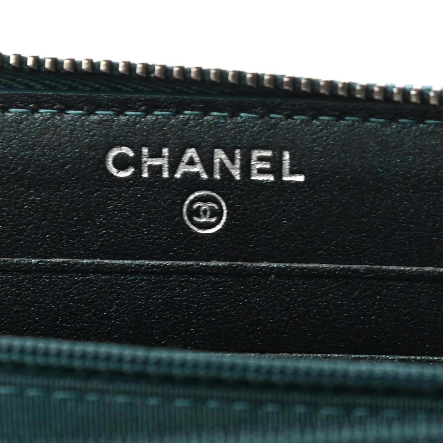 Chanel Iridescent Caviar Quilted Medium Filigree Zip Around Wallet Dark Turquoise 7 of 8