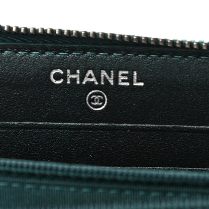 Chanel Iridescent Caviar Quilted Medium Filigree Zip Around Wallet Dark Turquoise 7 of 8