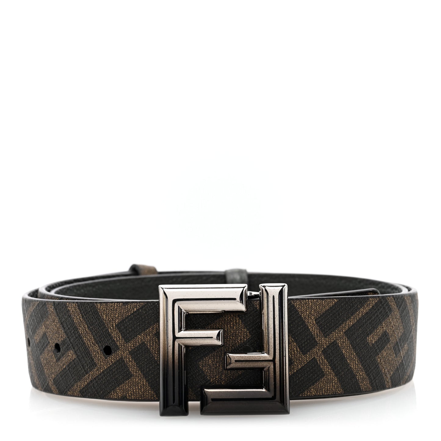 Cuoio Romano Glazed Fabric FF Reversible Belt 95 38 Black Tobacco