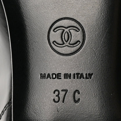 Chanel Shiny Calfskin Logo Loafers 37 Black 7 of 13
