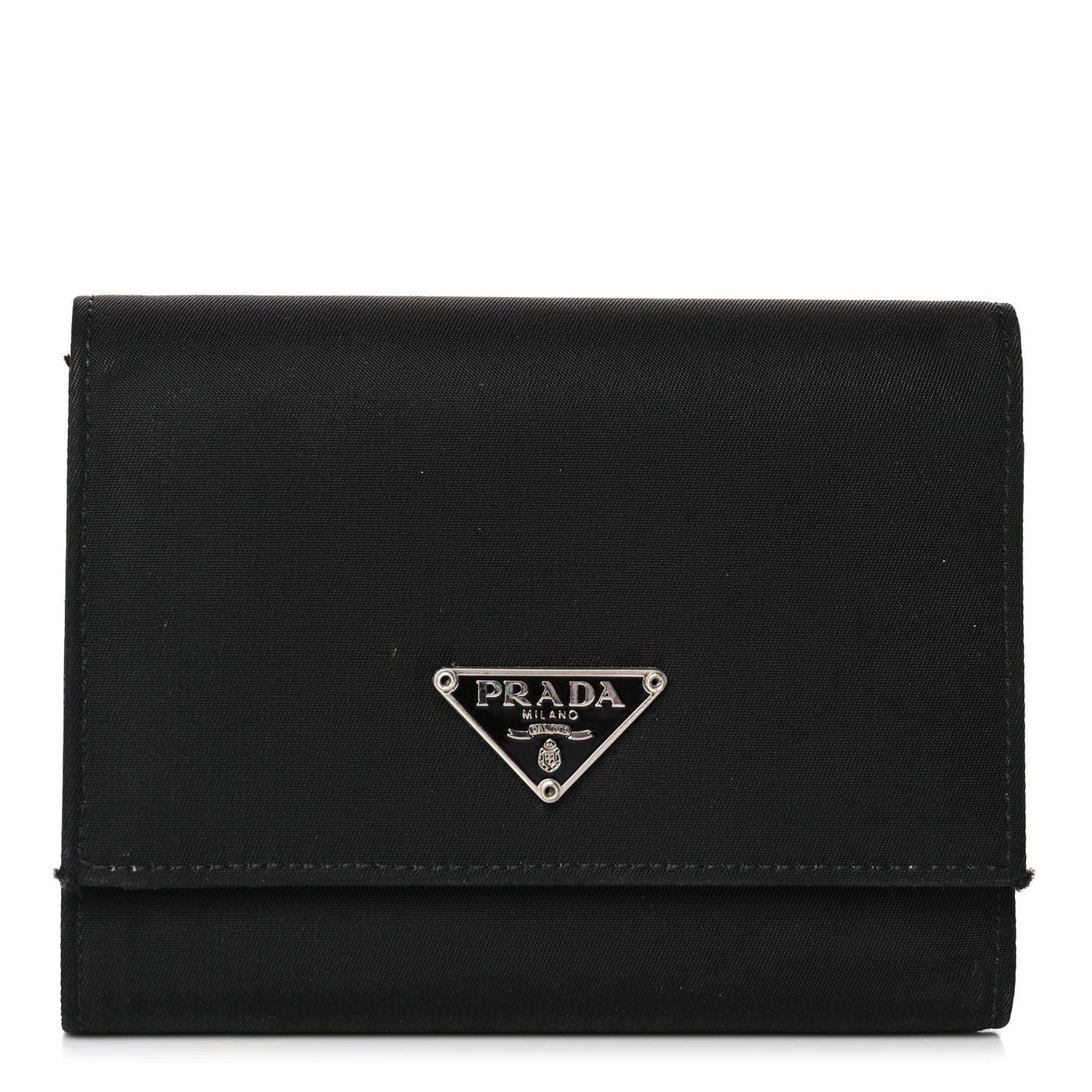 Tessuto Nylon Tri-Fold Compact Wallet Black
