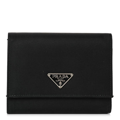 Prada Tessuto Nylon Tri-Fold Compact Wallet Black 1 of 16