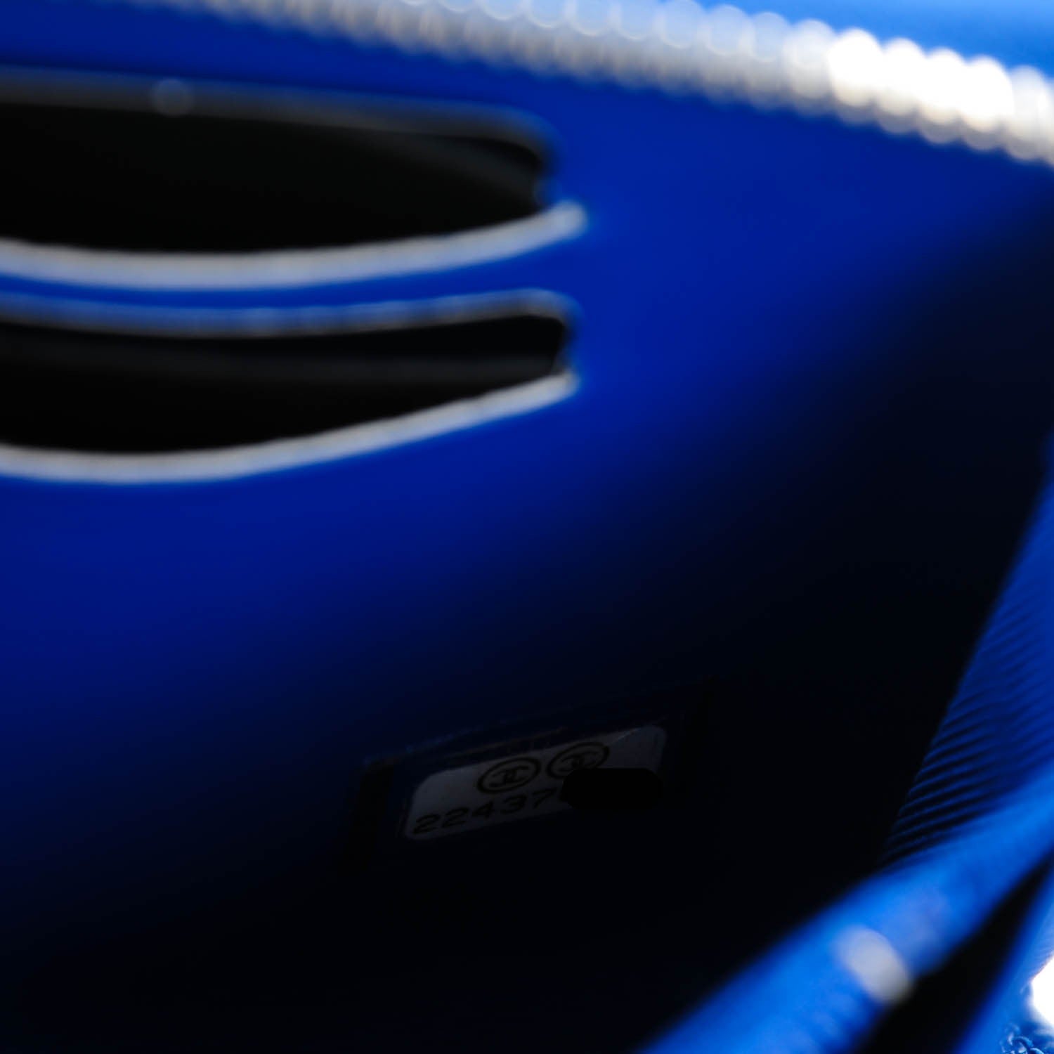 Chanel Caviar Chevron Quilted Small Zip Around Wallet Bright Blue 5 of 8