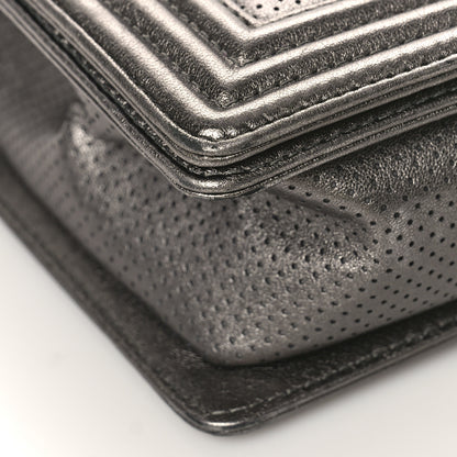 Chanel Metallic Lambskin Perforated New Medium Boy Flap Dark Silver 8 of 12