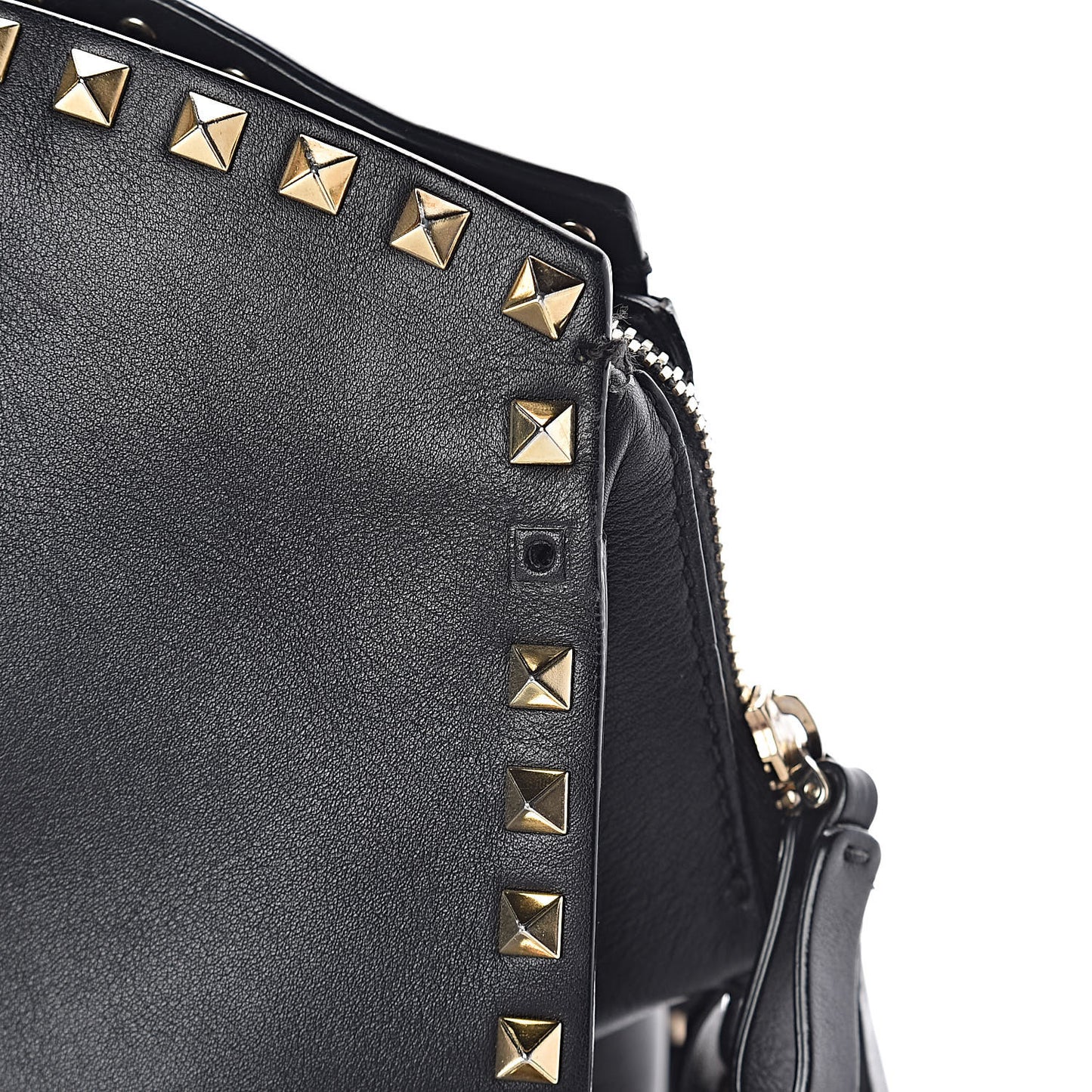 Vitello Rockstud Dome Shopper Black