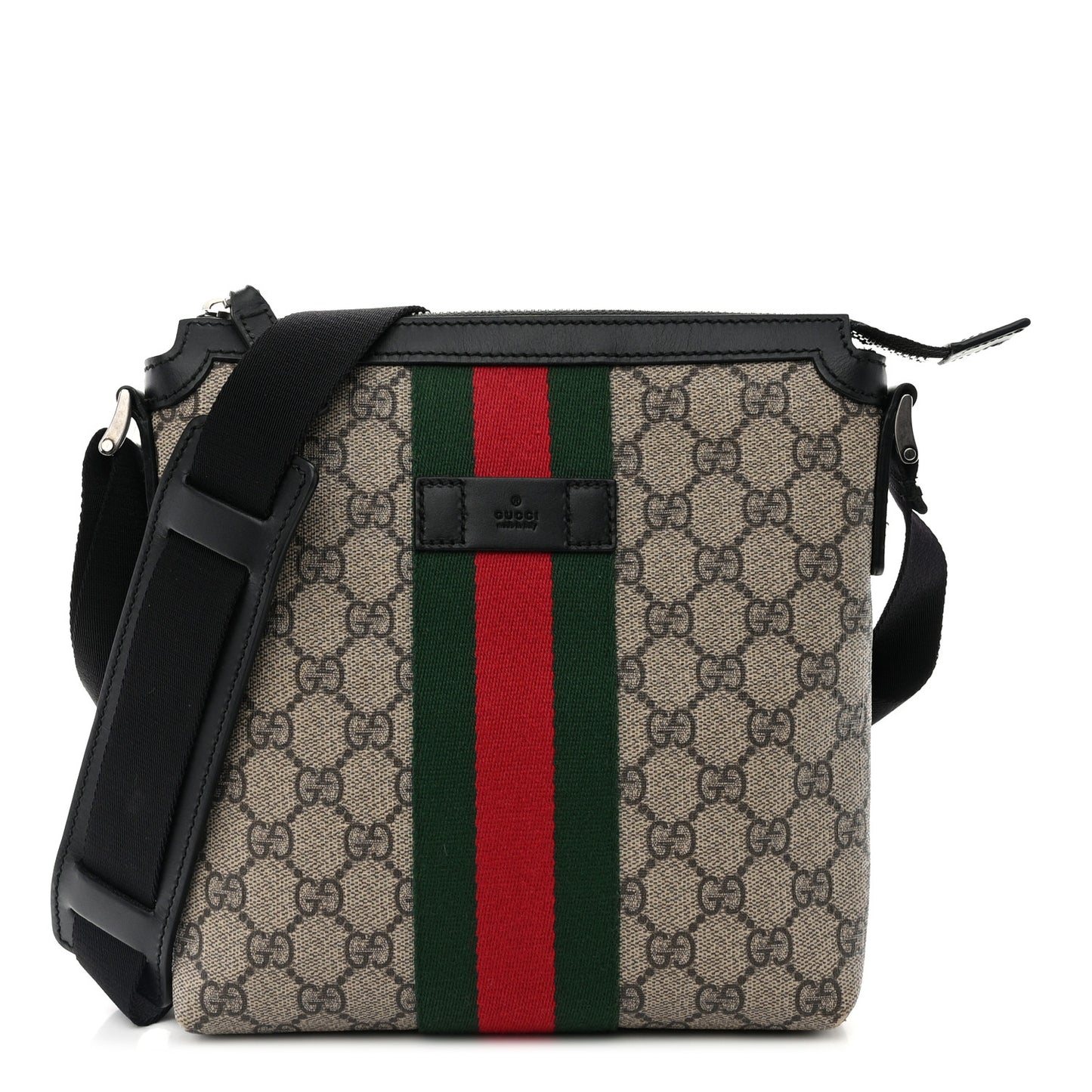 GG Supreme Monogram Web Messenger Bag Black