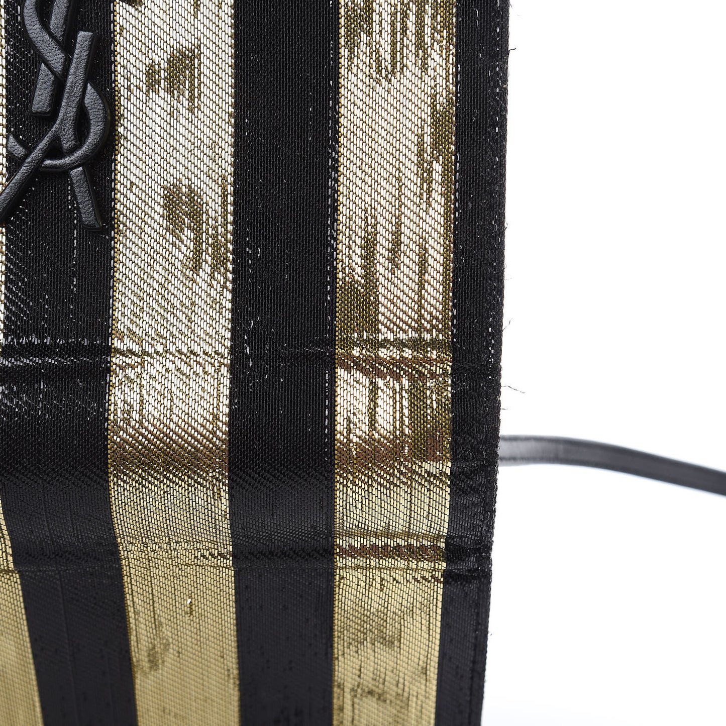 Metallic Calfskin Striped Small Monogram Kate Satchel Black Gold