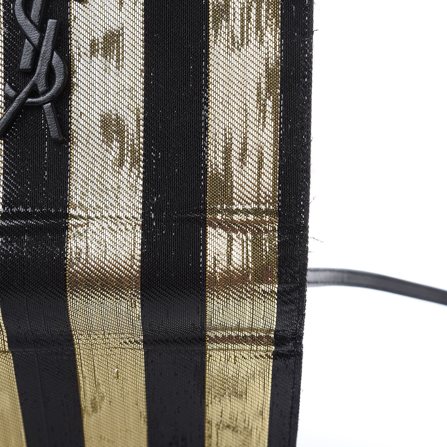 Saint Laurent Metallic Calfskin Striped Small Monogram Kate Satchel Black Gold 13 of 13