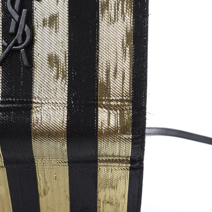 Saint Laurent Metallic Calfskin Striped Small Monogram Kate Satchel Black Gold 13 of 13