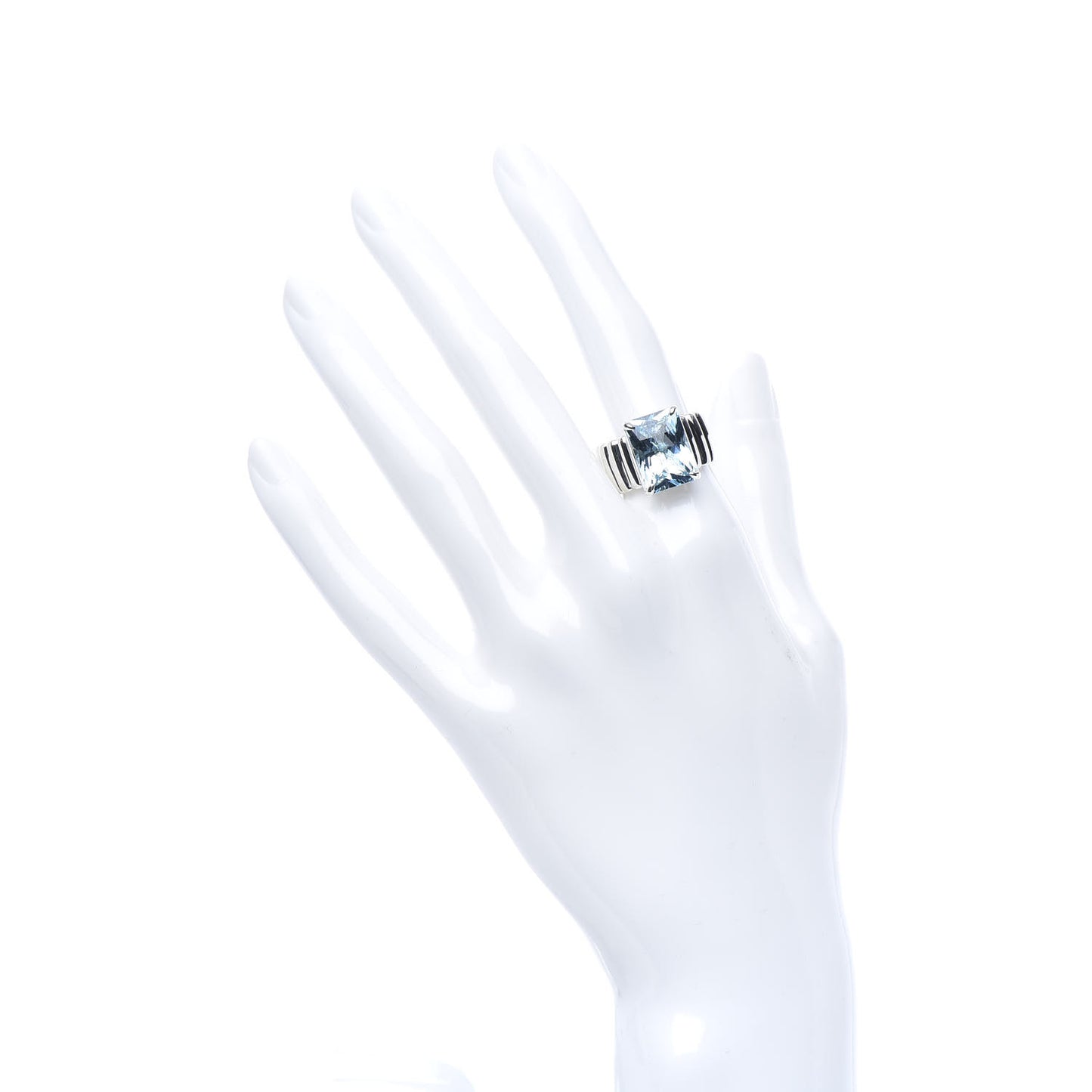 Sterling Silver Blue Topaz Batu Bedeg Ring 55 7.25