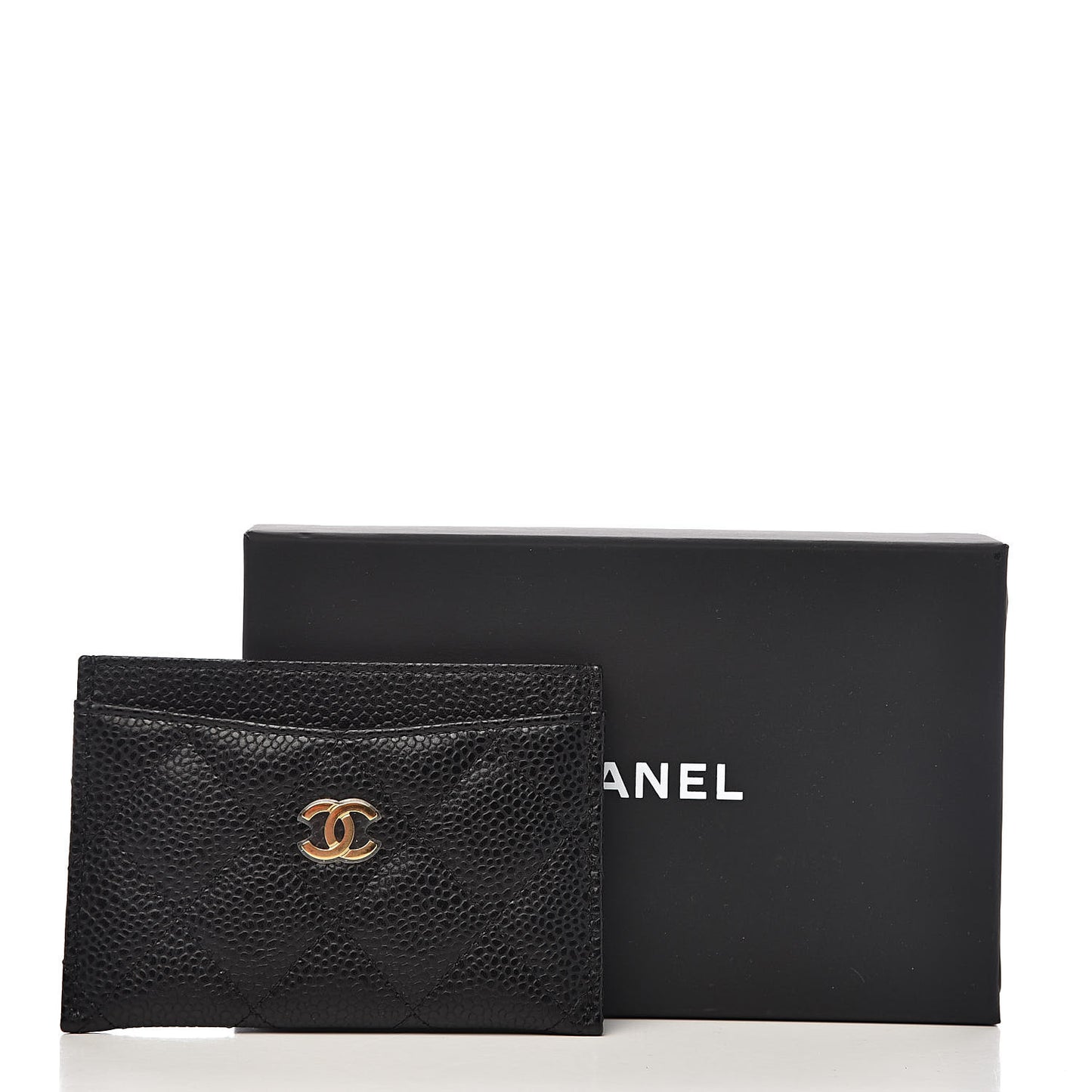 Caviar Quilted Card Holder Black