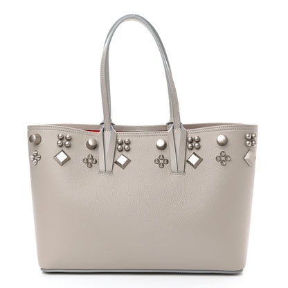 Christian Louboutin Calfskin Spikes Small East West Cabata Tote Light Grey 3 of 11