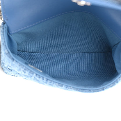 Chanel Denim Quilted Camellia Sweetheart Clutch With Chain Blue 5 of 13