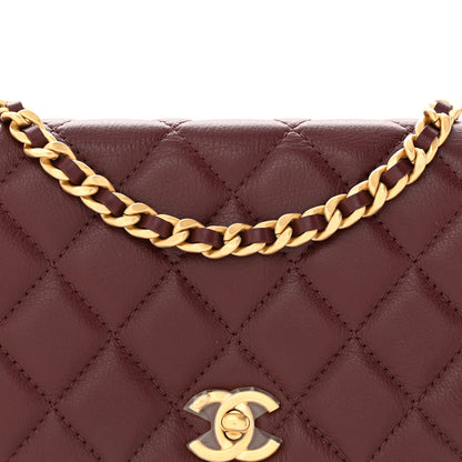 Chanel Calfskin Quilted Coco Mail Clutch With Chain Burgundy 9 of 12