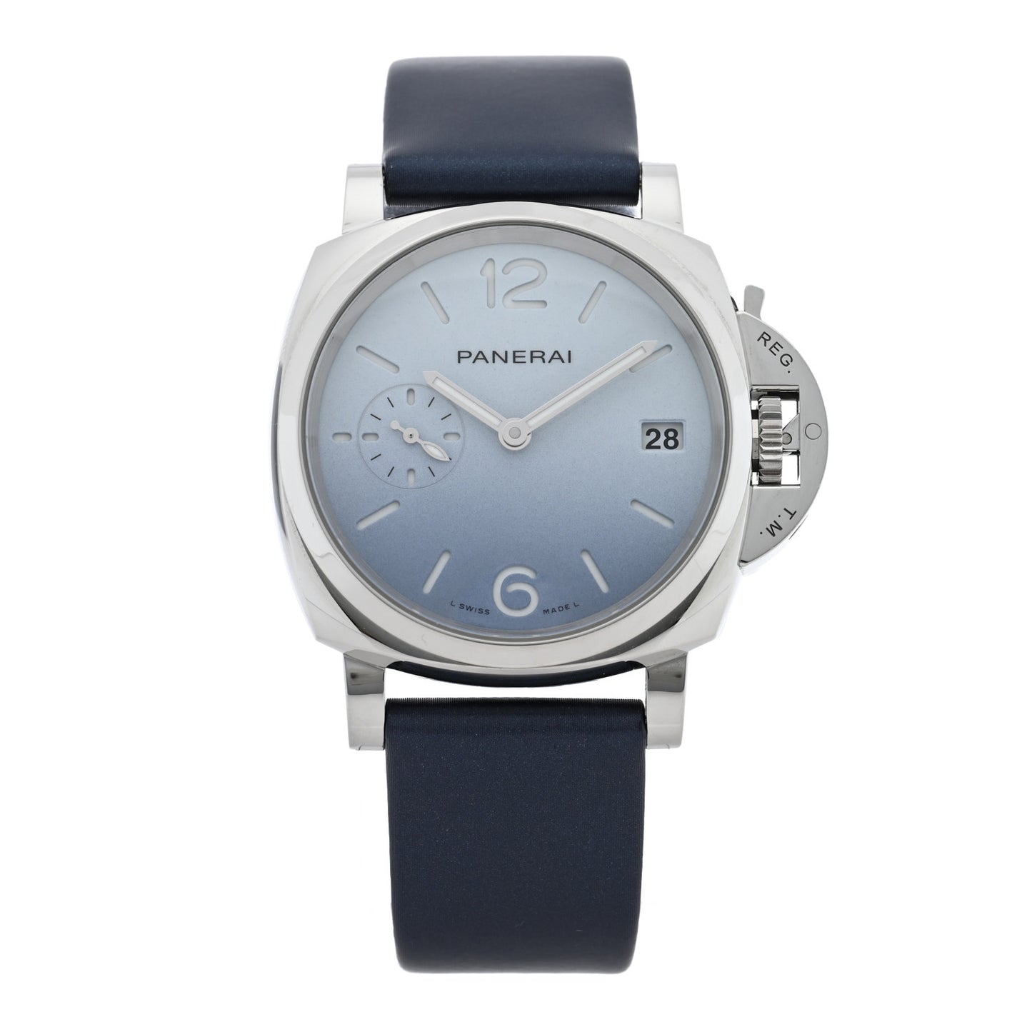 Stainless Steel Satin 38mm Luminor Due Automatic Watch Blue PAM01309