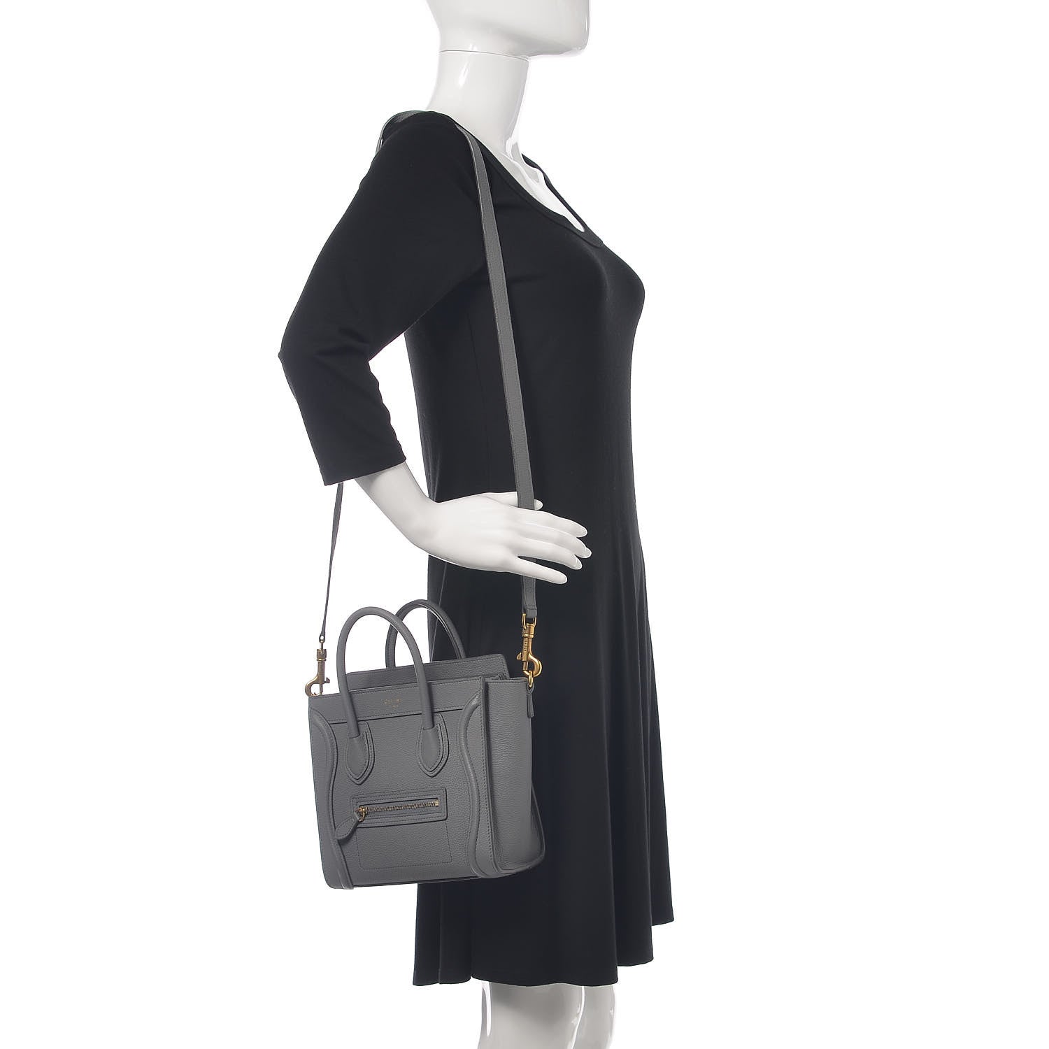 Celine Drummed Calfskin Nano Luggage Kohl 2 of 11