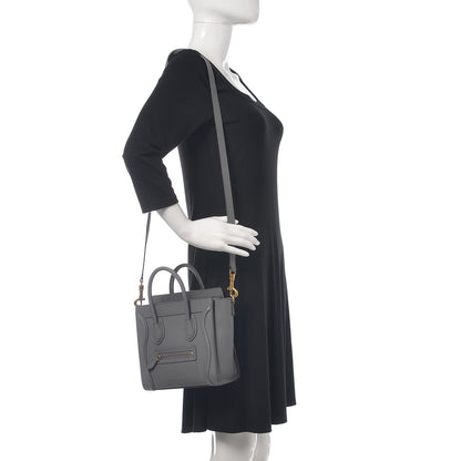 Celine Drummed Calfskin Nano Luggage Kohl 2 of 11