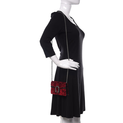 Gucci Velvet GG Monogram Super Mini Dionysus Shoulder Bag Red Cipria Black 2 of 9