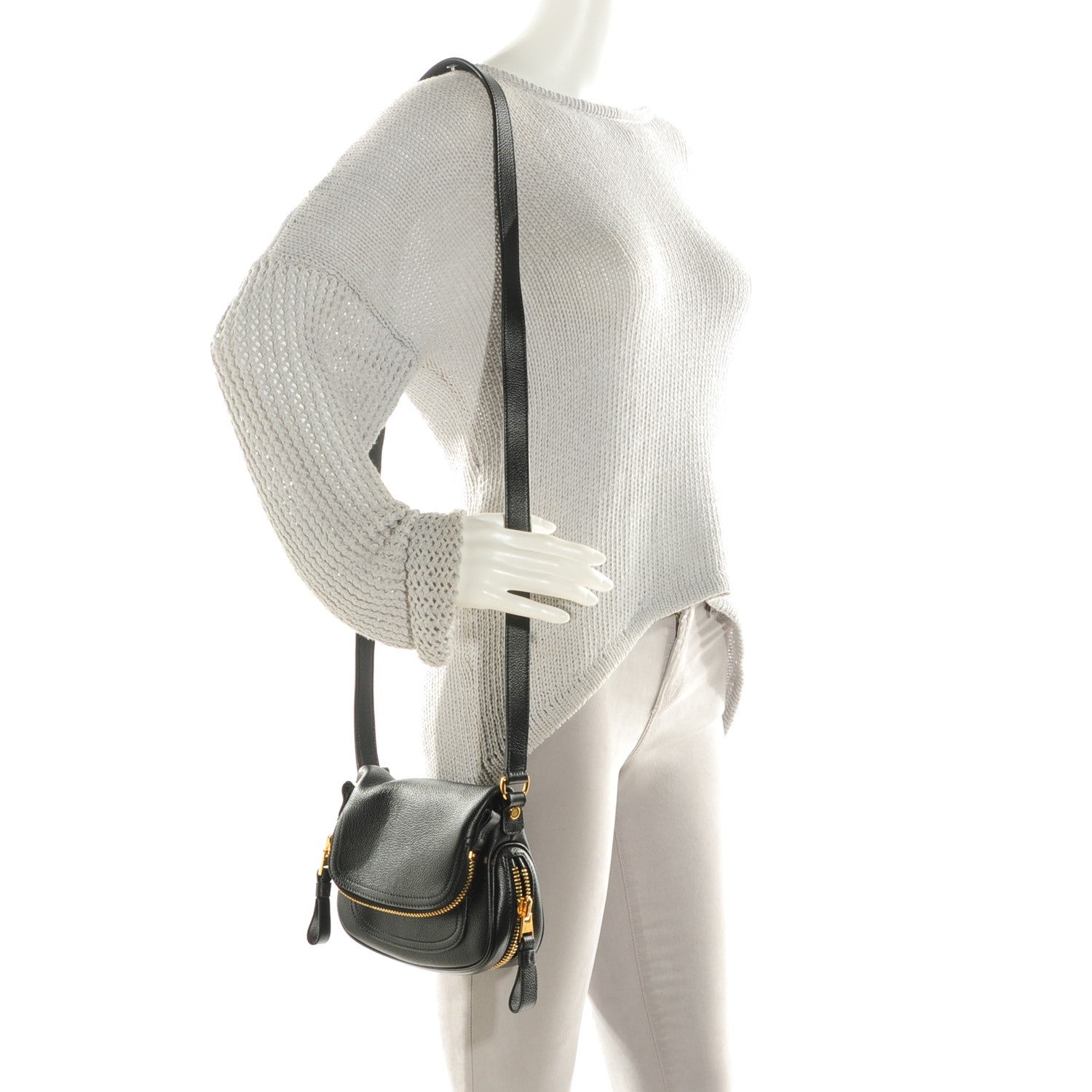 Tom Ford Pebbled Calfskin Jennifer Mini Crossbody Bag Black 2 of 7