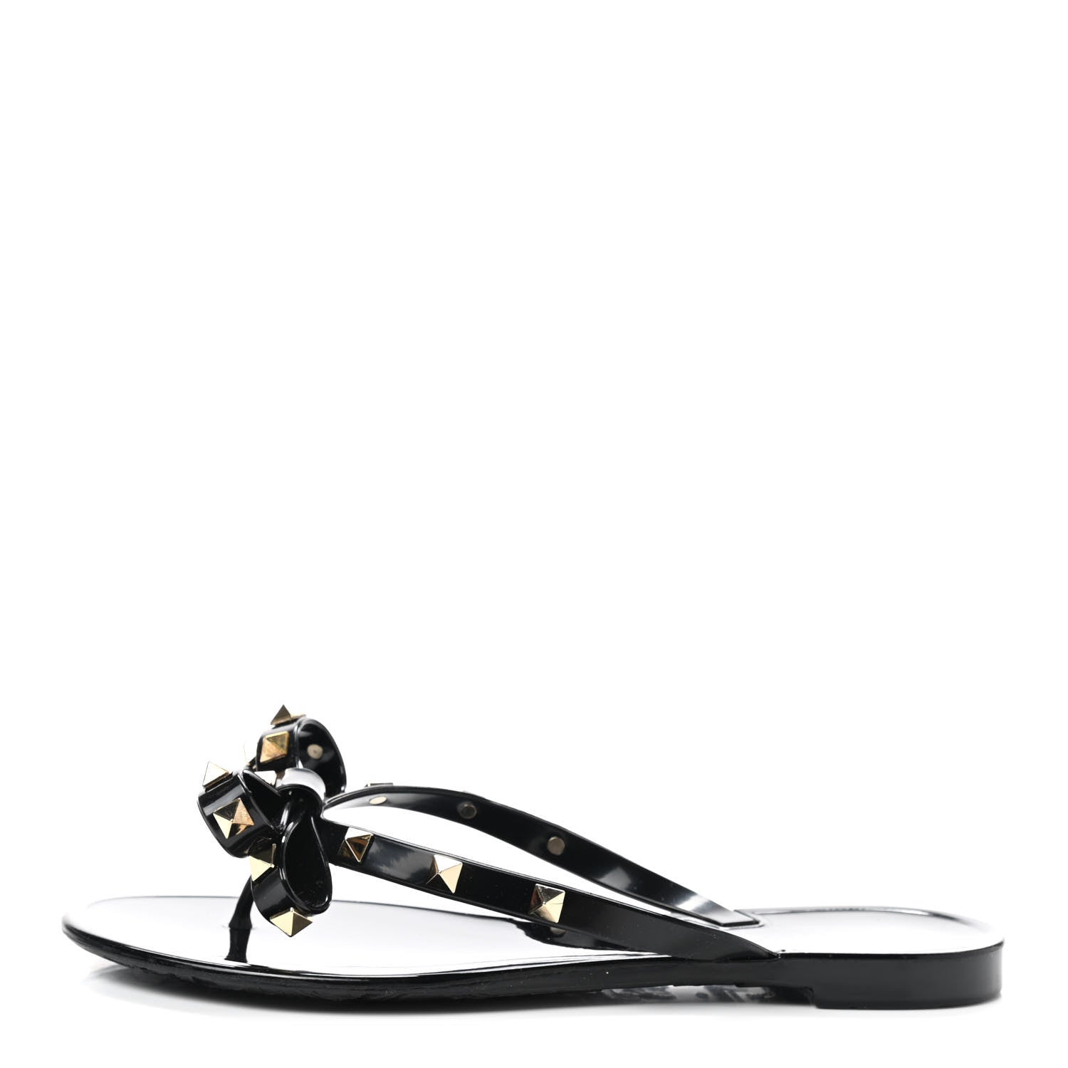Valentino Garavani PVC Jelly Rockstud Bow Thong Sandals 37 Black 1 of 7