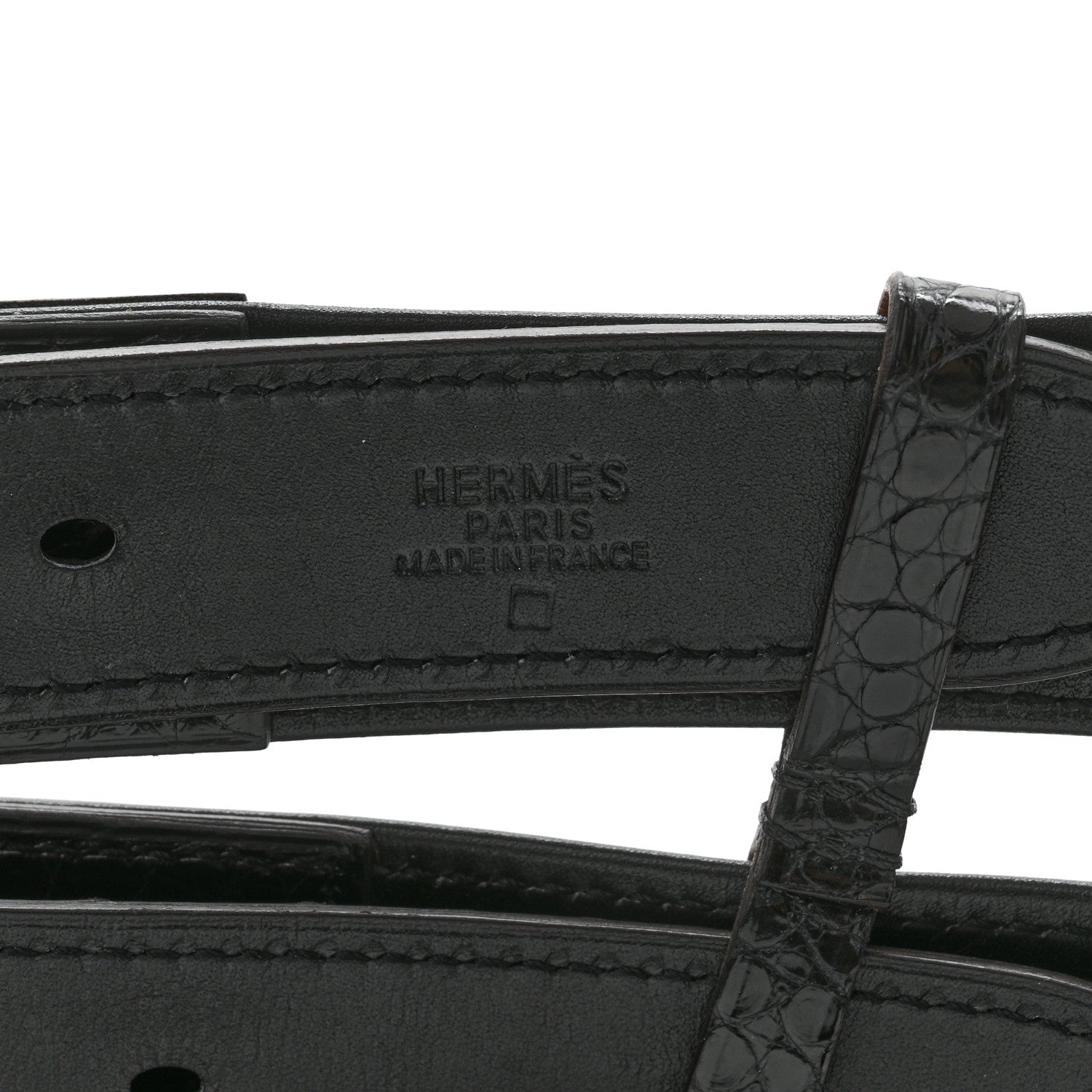 Hermes Shiny Alligator Double Strap Etriviere Belt Black 3 of 3