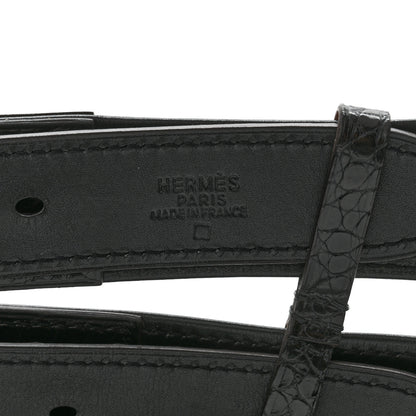 Hermes Shiny Alligator Double Strap Etriviere Belt Black 3 of 3