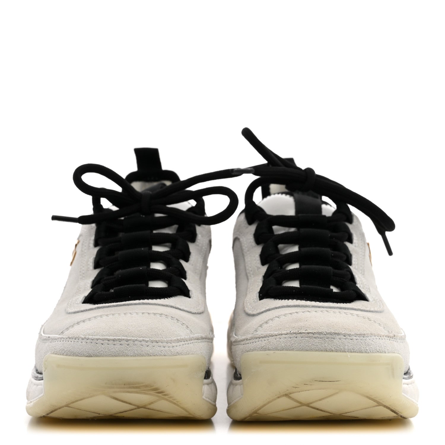 Chanel Suede Calfskin Nylon Grosgrain CC Sneakers 37.5 White 3 of 11