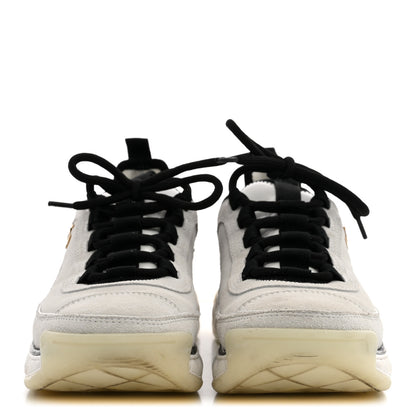 Chanel Suede Calfskin Nylon Grosgrain CC Sneakers 37.5 White 3 of 11