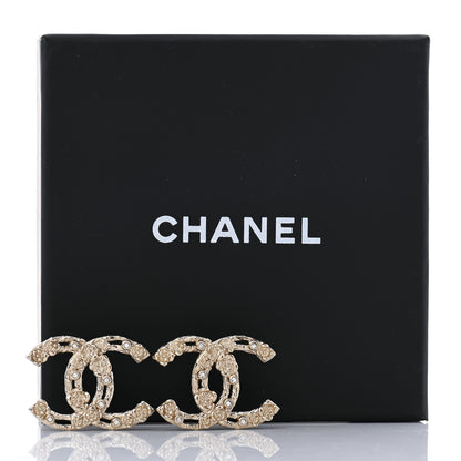 Chanel Crystal CC Camellia Earrings Gold 5 of 5