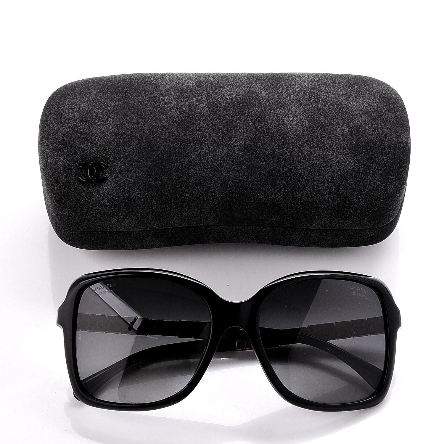 Chanel Crystal Baguette Polarized Square Sunglasses 5308-B Black 9 of 18