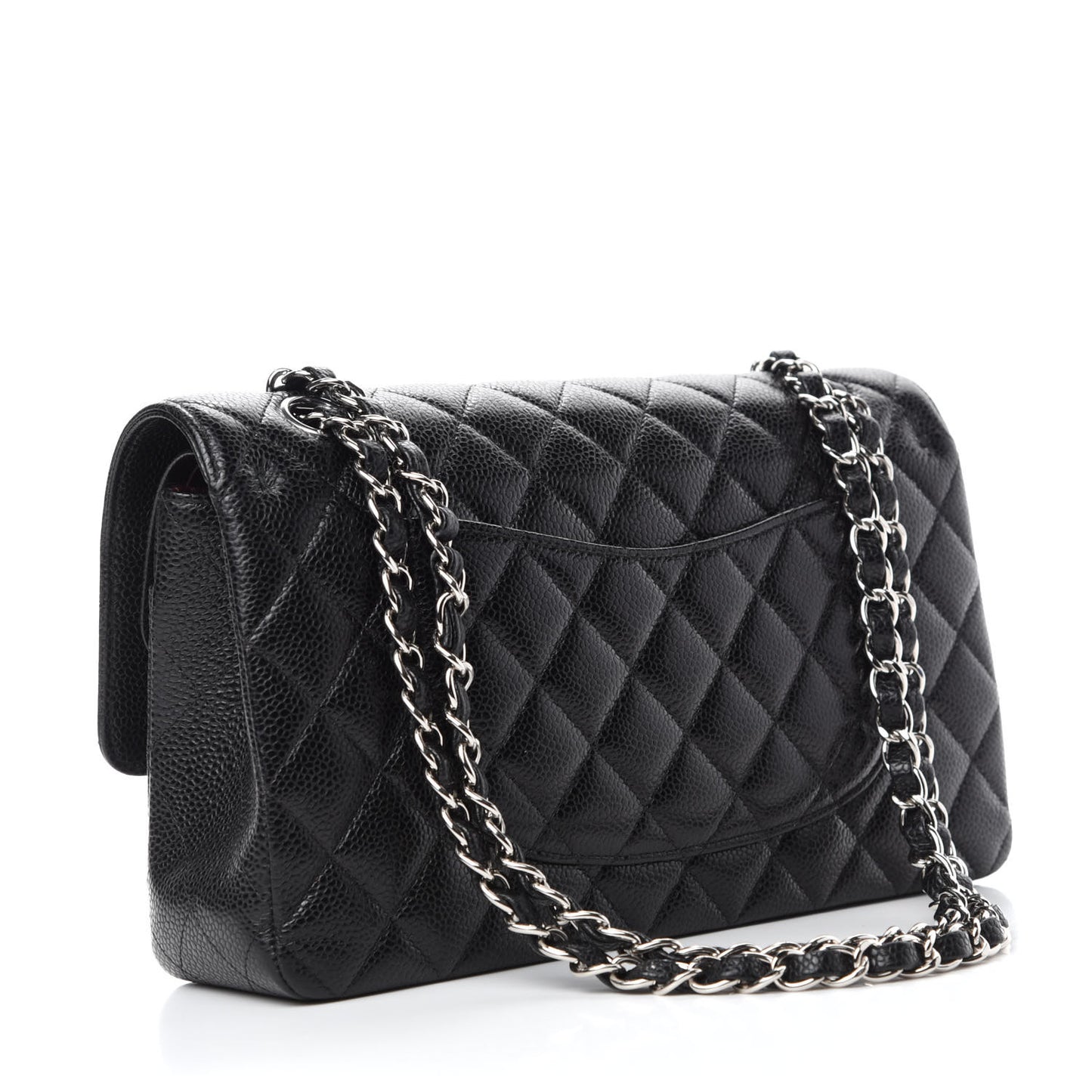 Caviar Quilted Medium Double Flap Black