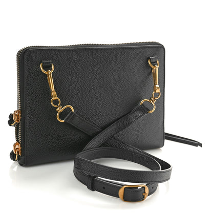 Balenciaga Grained Calfskin Neo Classic Gold Hardware Zip Around Crossbody Black 3 of 10