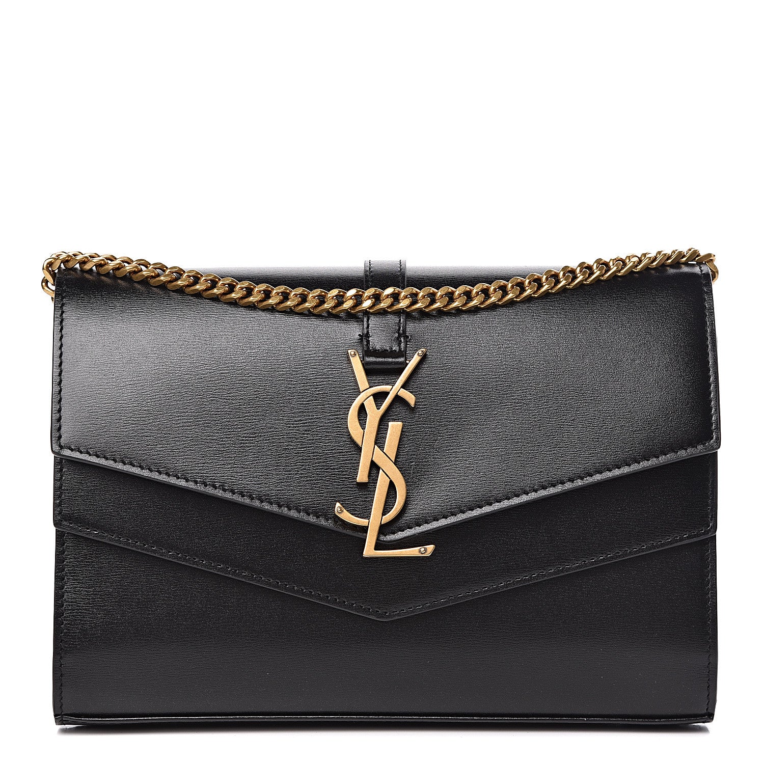 Saint Laurent Smooth Calfskin Monogram Sulpice Chain Wallet Black 1 of 10