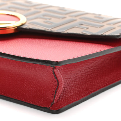 Fendi Vitello Cruise F is Fendi FF 1974 Embossed Medium Envelope Wallet On Chain Fragola Maya Black 8 of 9