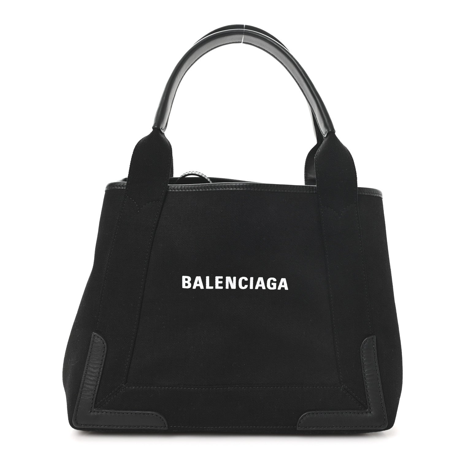 Balenciaga Cotton Canvas Calfskin S Navy Cabas Black 1 of 10