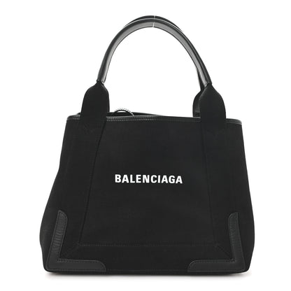 Balenciaga Cotton Canvas Calfskin S Navy Cabas Black 1 of 10