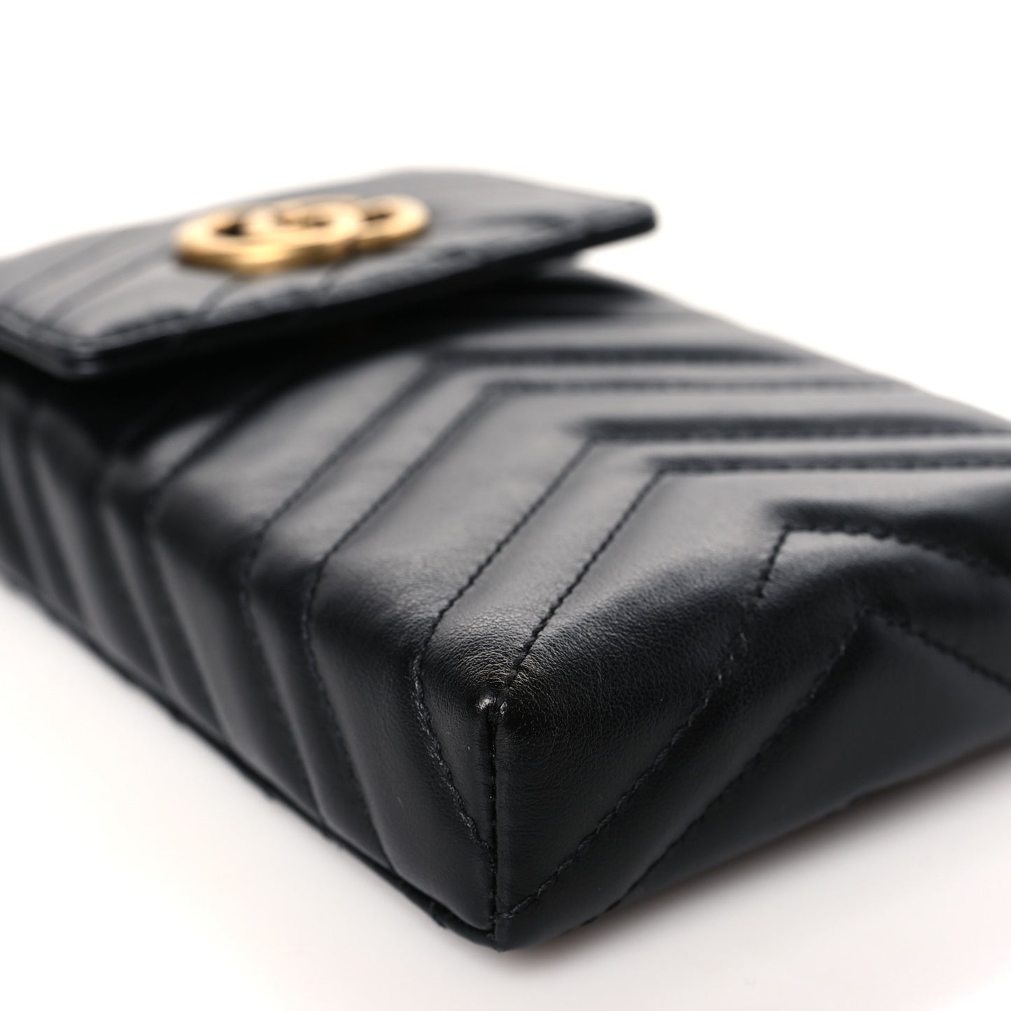 Calfskin Matelasse Mini GG Marmont Crossbody Bag Black
