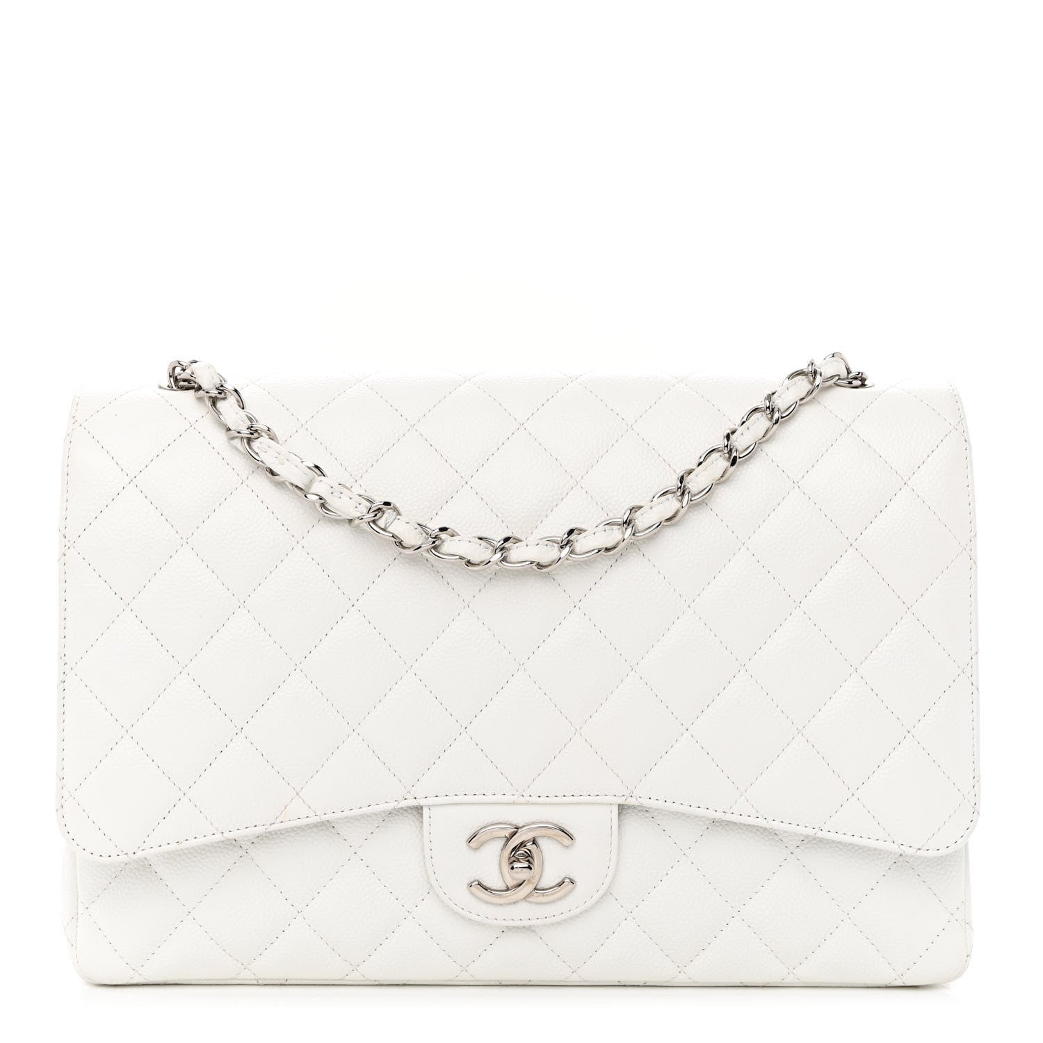 Chanel Caviar Quilted Maxi Double Flap White 1 of 14