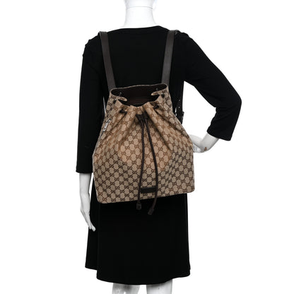 Gucci Monogram Dollar Calfskin O Drawstring Backpack Beige Ebony Testa di Moro Dark Chocolate 2 of 10