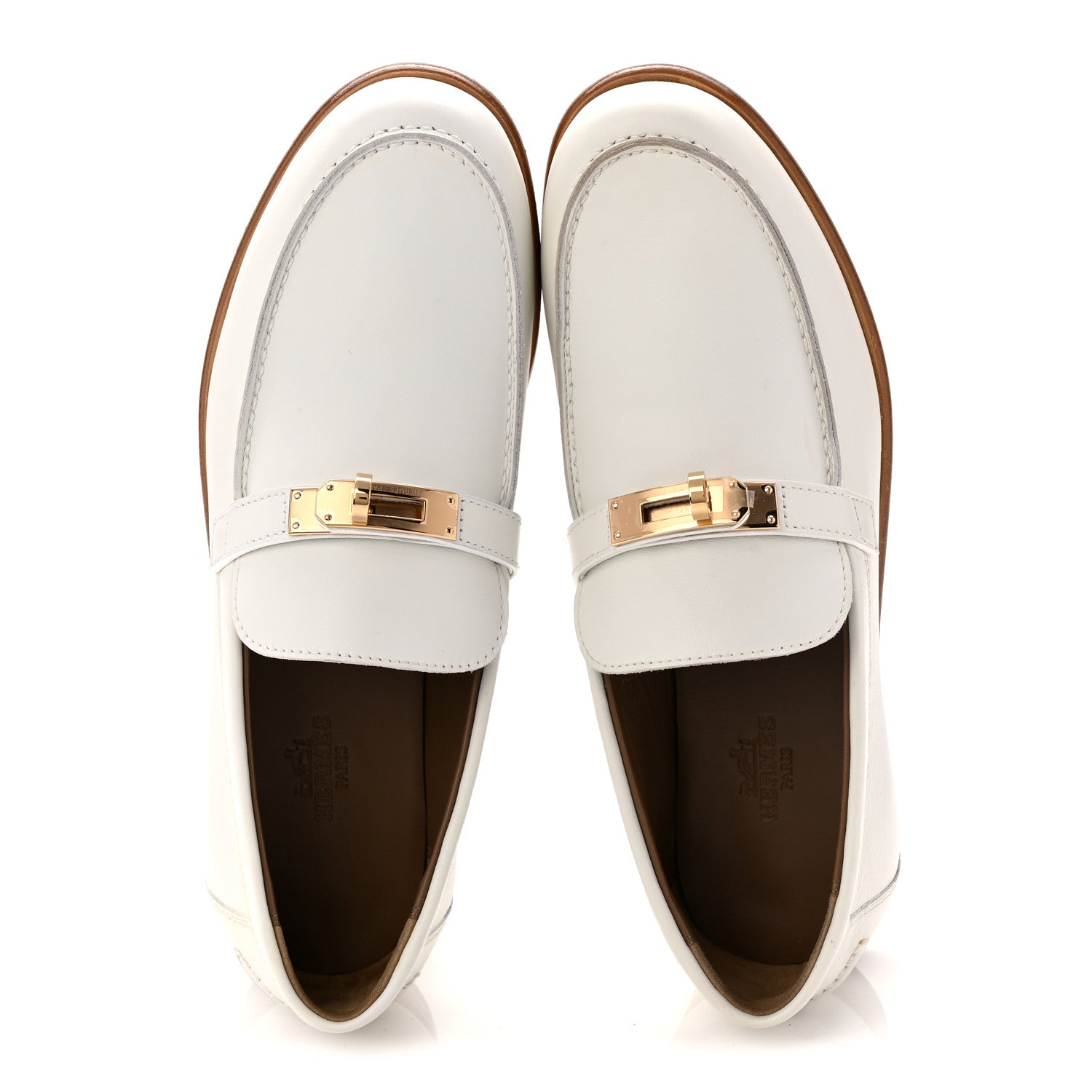 Hermes Calfskin Womens Destin Loafer 36.5 White 5 of 10